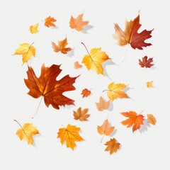 Naklejka na ściany i meble Autumn falling leaves isolated