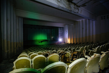 Abandoned auditorium of cinema or concert hall