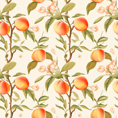 Luxurious peaches seamless wallpaper texture, colorful background