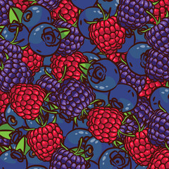 A pattern of wild berries scattered about