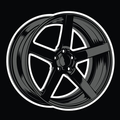 Obraz premium Car disk on a black background. Stylish car part. Car tuning disc