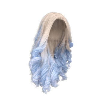 3d Rendering Blond And Light Blue Wavy Princess Hair Isolated	