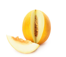 Tasty ripe melon on white background