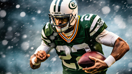 american football player with ball