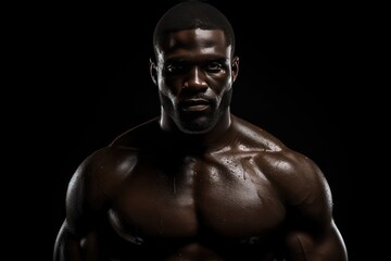Fototapeta na wymiar African American man MMA fighter studio portrait on black background