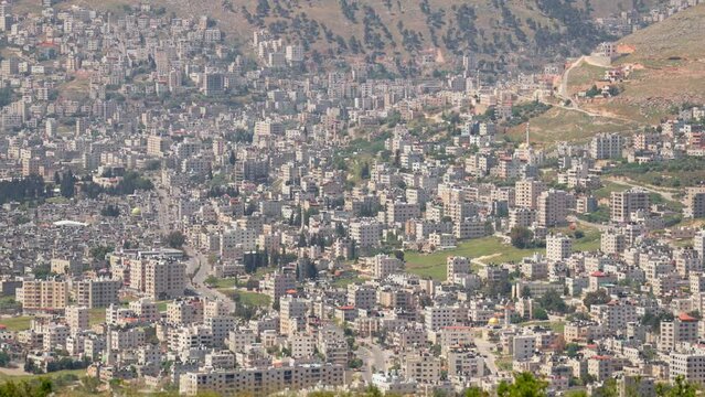 view of the Palestinian Arab city of Shechem in Samaria. High quality 4k footage