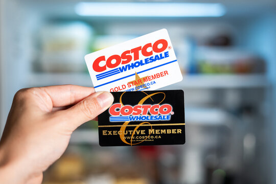 Costco Membership Comparison in front of a refrigerator