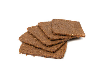 Black Bread Slices Isolated, Brown Organic Cereal Bread Pieces, Sliced Black Loaf Slices, Rye Bread