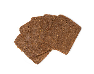 Black Bread Slices Isolated, Brown Organic Cereal Bread Pieces, Sliced Black Loaf Slices, Rye Bread