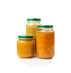Baby Food Jar Isolated, Kid Puree Glass Bottle, Healthy Child Nutrition, Toddler Diet, Small Jar with Baby Food