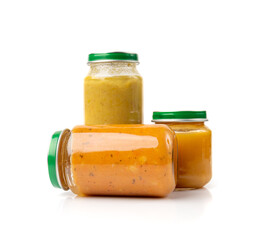 Baby Food Jar Isolated, Kid Puree Glass Bottle, Healthy Child Nutrition, Toddler Diet, Small Jar with Baby Food