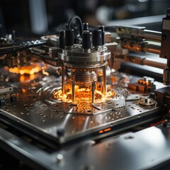 Fototapeta na wymiar Process of laser manufacturing high-precision components