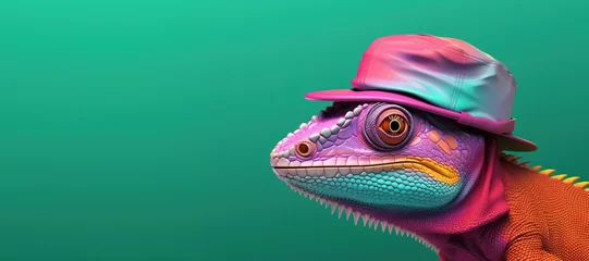 Gordijnen Vivid chameleon background © olegganko