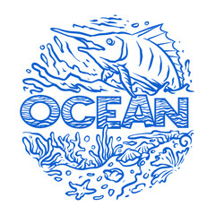 vector of ocean fish solid line art illustration