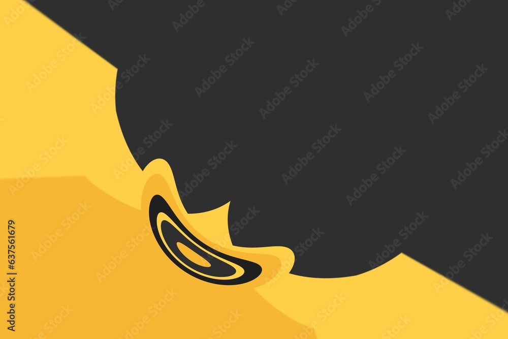 Fototapete illustration of a black and yellow background with a hole in the middle and space for text.