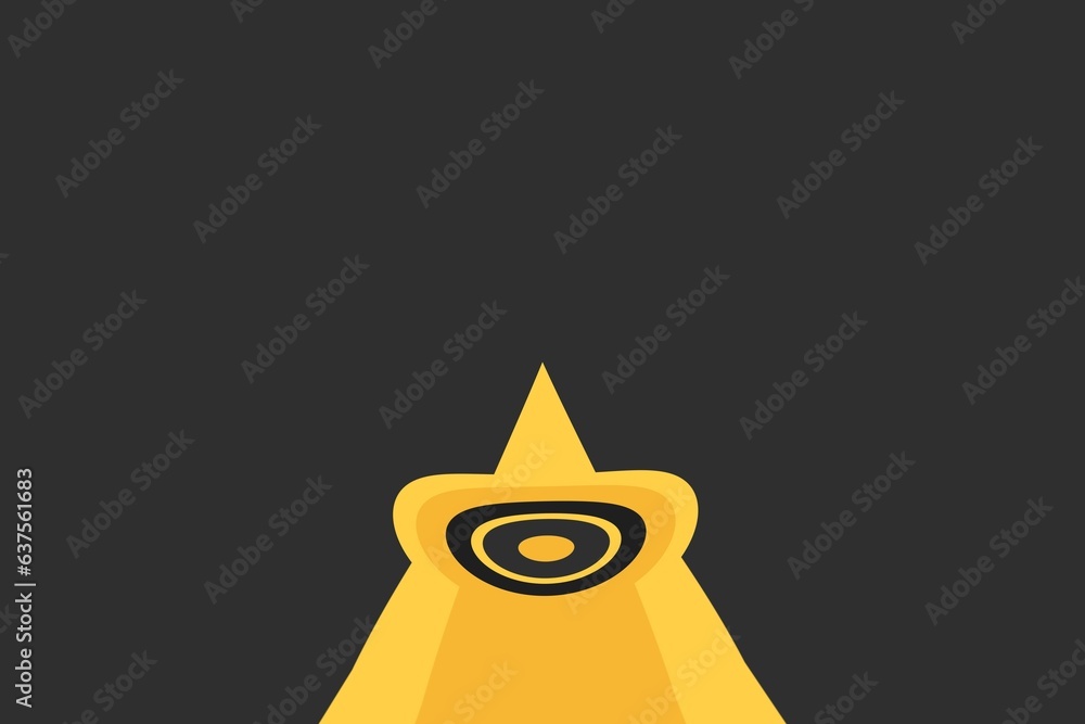 Fototapete illustration of a black and yellow background with a hole in the middle and space for text.