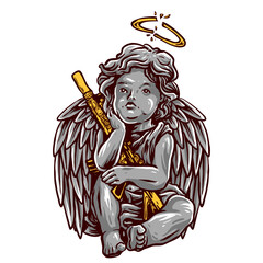 cupid angel with a gun vector illustration