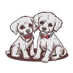 couple sweaty cute dog puppy vector illustration
