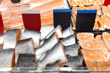 fresh fish seafood in supermarket