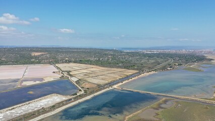 survol des étangs, plage et saline de La Palme, Leucate et Port-la-Nouvelle