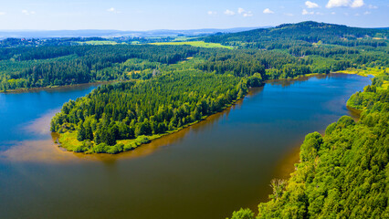 Water supply reservoir Podhora. Source of drinking water for Marianske Lazne spa. Amazing destination in the pure nature of western Bohemia. Czech Republic, Central Europe. - 637562662