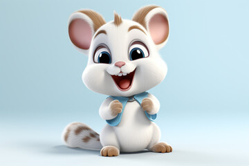 Fototapeta premium Cute animal animated on white background, cartoon style, animated expressions, quirky expressions, playful expressions. sweet, cheerful, little animals