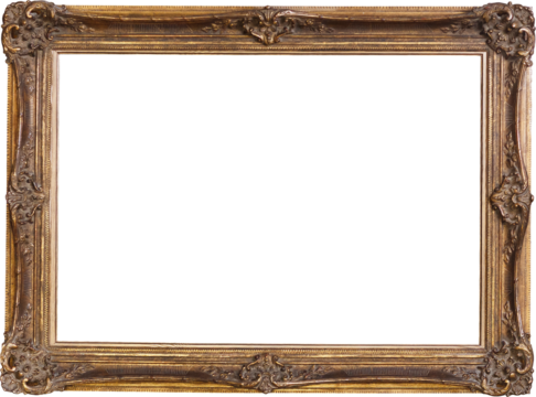 Old vintage picture frame on transparent background. wooden frame for the picture. PNG