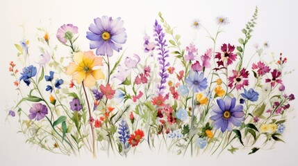 Fototapeta na wymiar A watercolor painting of a field of flowers