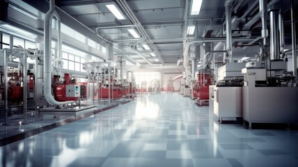 Fototapeta premium A factory floor with machinery producing sleek and functional products, showcasing the intersection of aesthetics and usability in industrial design