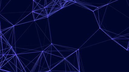 Abstract background with moving dots and lines. Network connection structure. Vector futuristic illustration. Digital technology design.