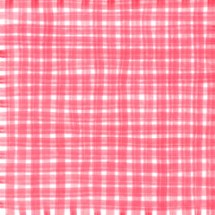 Red Gingham Check Hand Drawn Background