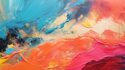 Painted abstract background. Canvas with colorful texture. Colored rough oil brush strokes