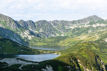 Alpine lakes " Dolina Pieciu Stawow" in Tatra Mountains, Poland at summer
