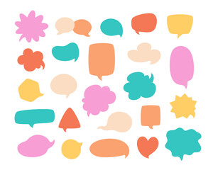 Speech bubbles set. Colorful text bubbles, comic speech bubble in different styles with copy spaces. Vector illustration in flat style