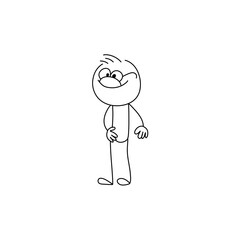 Vector stickman cartoon character illustration.