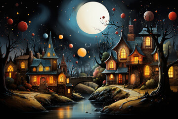 halloween night scene