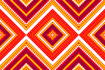 Seamless design pattern, traditional geometric zigzag pattern.white yellow red vector illustration design, abstract fabric pattern, aztec style for print textiles 