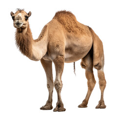 an Arabian or dromedary camel, standing 3/4 view, in a Animal-themed, illustration in a PNG, cutout, and isolated.
Generative ai