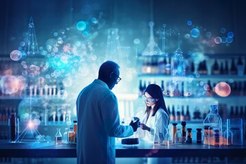 professional health care researchers working in life of medical science laboratory, technology of medicine chemistry lap experiment for hospital | Generative AI