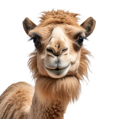 Obraz premium Arabian or dromedary camels, Portrait in an Animal-themed, illustration in a PNG, cutout, and isolated. Generative ai
