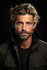 Fototapeta premium Handsome man with a youthful appearance, result of dedication to grooming and skincare. Generative AI