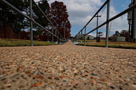 Footbridge closeup view over water