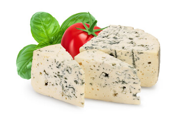 Blue cheese isolated on white background with clipping path and full depth of field.