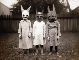 Gordijnen Kids wearing vintage Halloween costumes in the 1940’s © Gary