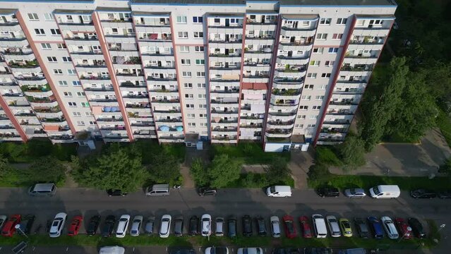 Unbelievable aerial top view drone Berlin Marzahn panel system building housing