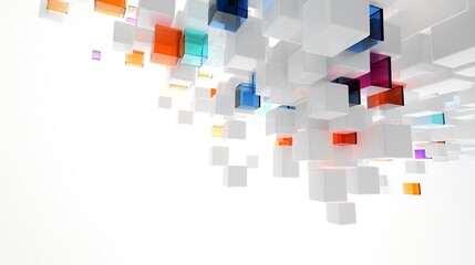 Future white background, with colorful light, speed effect, modern 3d cube and shadow