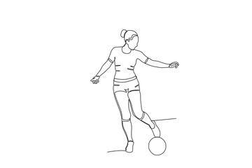 A woman dribbling. Women's world cup one-line drawing