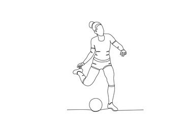 A woman prepares to kick the ball. Women's world cup one-line drawing