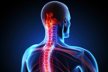 anatomical structure of the cervical spine. Neck pain concept.