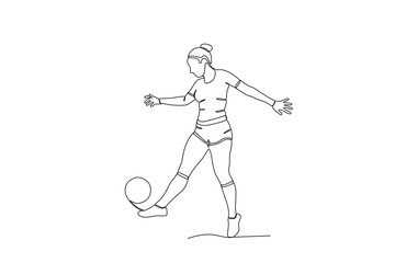 A woman receives the ball with her feet. Women's world cup one-line drawing